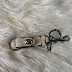 Coach Ivory Leather Key Holder NEW